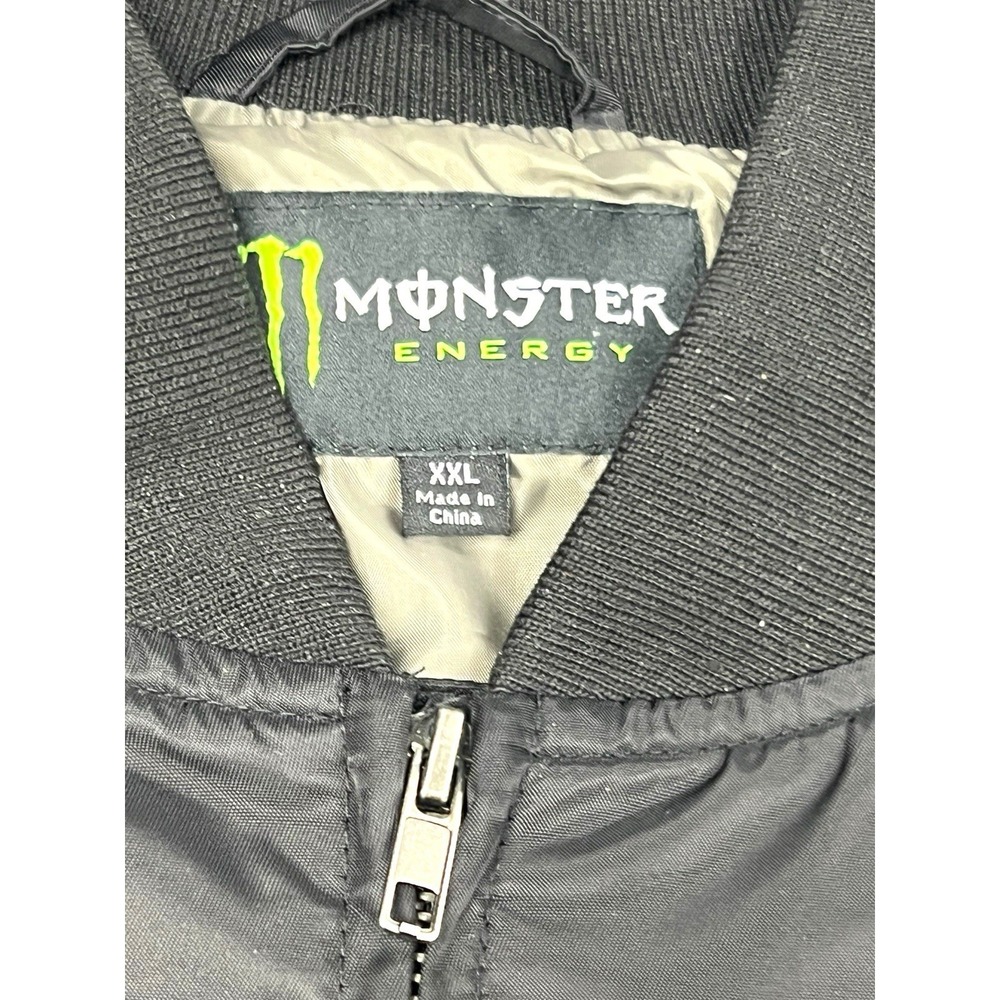 Monster Energy‎ Jacket Men's M Black Full Zip Bomber Windbreaker Flap Pockets - Picture 4 of 7
